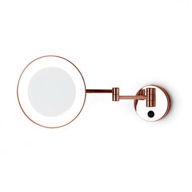 Bertocci Зеркала косметические Косметическое настенное круглое зеркало с LED-подсветкой,выключателем,3-кратное увеличение, цвет: Oro Rosa