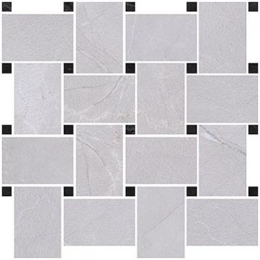 Gemme Breccia Cenere, Black Mirror Lux Ret. Mosaico Basket 30x30