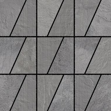 Ardesia Mix Cenere Mix Naturale Ret. Mosaico Trapezi 37.5x37.5