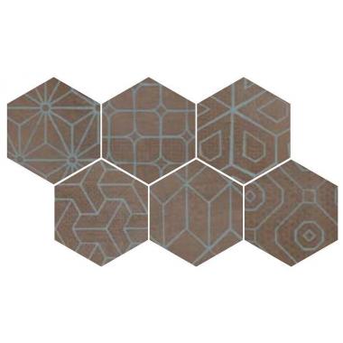 Mat Dec Blu mix 6 Mud Naturale Esagona 24x27.7