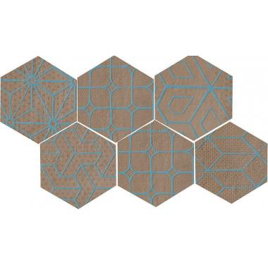Mat Dec Blu mix 6 Sandal Naturale Esagona 24x27.7