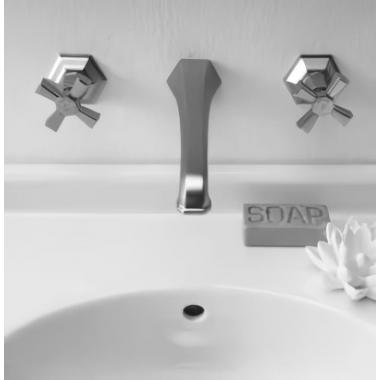 Смеситель для раковины Sbordoni Deco настенный, двухрычажный, на 3 отверстия Chrome
