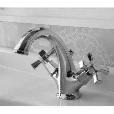 Смеситель для раковины Sbordoni Deco двухрычажный, с донным клапаном, на 1 отверстие Chrome