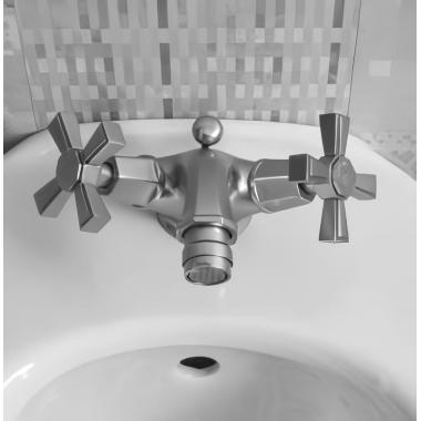 Смеситель для биде Sbordoni Deco двухрычажный с донным клапаном, на 1 отверстие Chrome