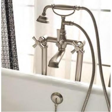 Смеситель для ванны Sbordoni Deco Prestige напольный, двухрычажный, с ручным душем, с длинными вентилями Chrome