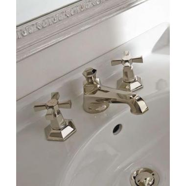 Смеситель для раковины Sbordoni Deco Prestige двухрычажный, с донным клапаном, на 3 отверстия, с длинными вентилями Chrome