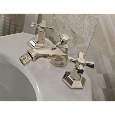 Смеситель для биде Sbordoni Deco Prestige двухрычажный, с донным клапаном, на 3 отверстия Chrome