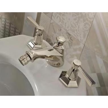 Смеситель для биде Sbordoni Deco Prestige двухрычажный, с донным клапаном, на 3 отверстия, с длинными вентилями Chrome