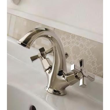 Смеситель для раковины Sbordoni Deco Prestige двухрычажный, с донным клапаном, на 1 отверстие Chrome