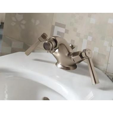 Смеситель для биде Sbordoni Deco Prestige двухрычажный, с донным клапаном, на 1 отверстие, с длинными вентилями Chrome