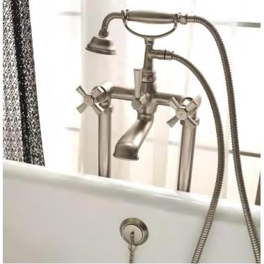 Смеситель для ванны Sbordoni Deco Prestige напольный, двухрычажный, с ручным душем Chrome
