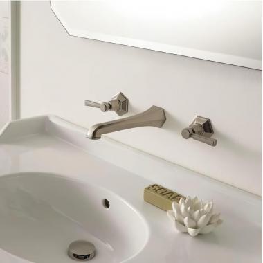 Смеситель для раковины Sbordoni Deco Prestige настенный, двухрычажный, на 3 отверстия, с длинными вентилями Chrome