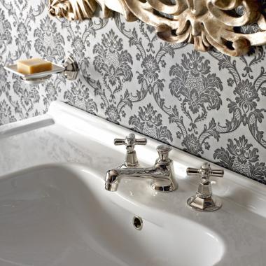 Смеситель для раковины Sbordoni Deco двухрычажный, с донным клапаном, на 3 отверстия, высота 95 мм Chrome