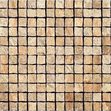 Quartz Gold Strutturato Burattato Mosaico 2.5-2.5 30.5x30.5