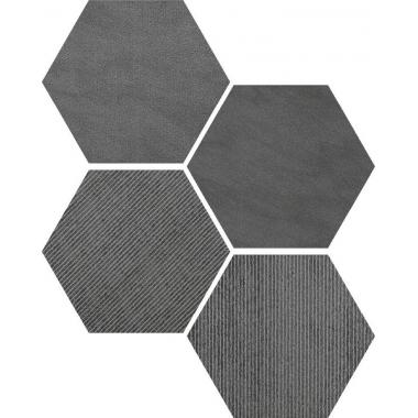 Silver Stone Mix Graphite Strutturato Ret. Esagono 19x22