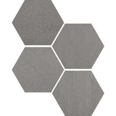 Silver Stone Mix Silver Strutturato Ret. Esagono 19x22