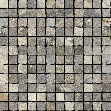 Quartz Silver Strutturato Burattato Mosaico 2.5-2.5 30.5x30.5